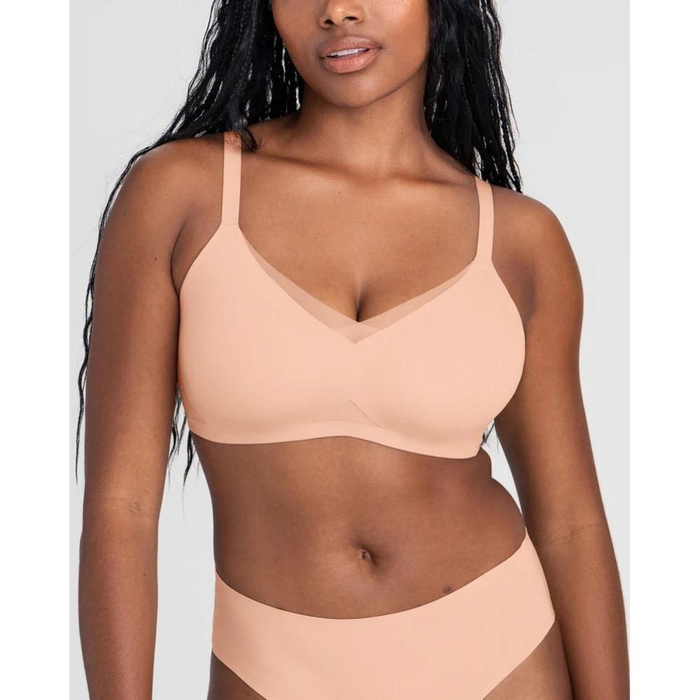 HoneyLove CrossOver Bra Size XL 38D/DD/E Blush Wireless Comfort Full Coverage